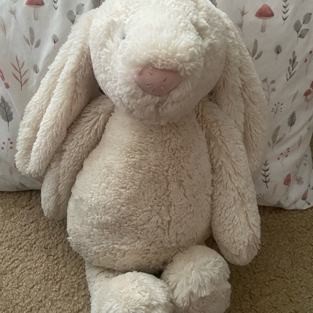 Jellycat Cream Plush Bunny with Pink Nose